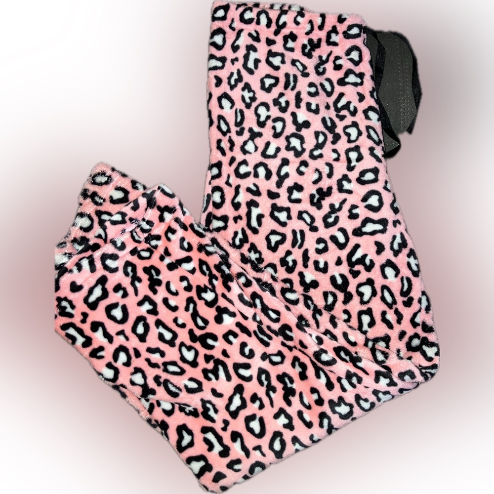 Pink leopard pajama pants